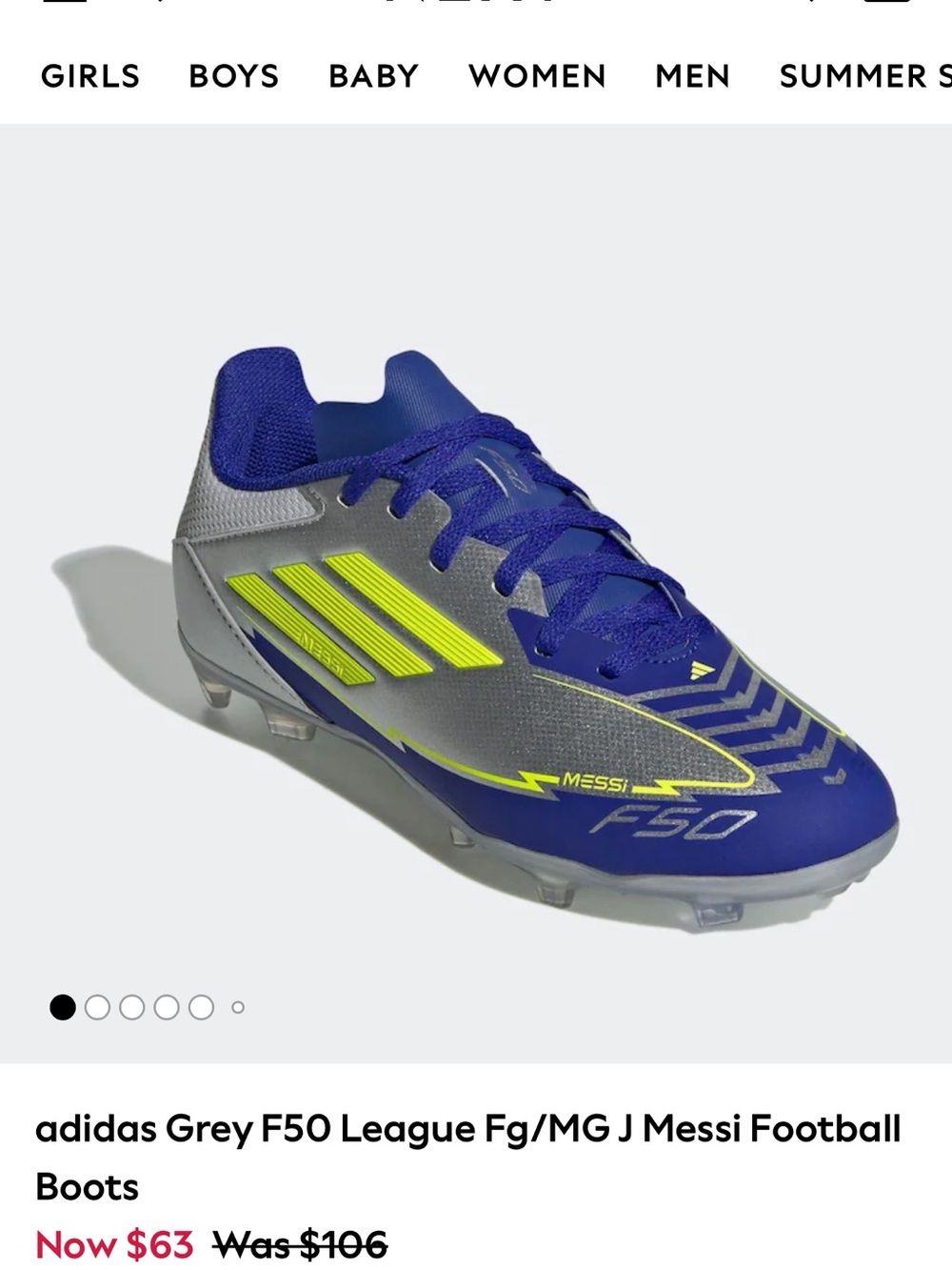 adidas Kids Royal Blue and Silver Soccer CLEATS  Neon Accents